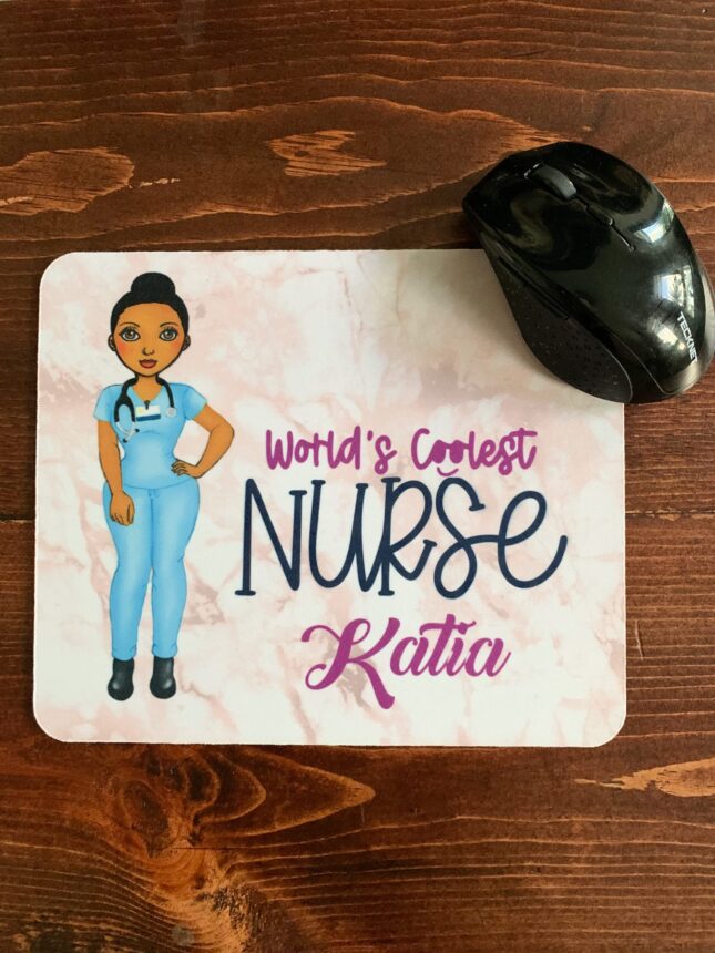 IMG 8314 Personalized Black Nurse Mouse Pad