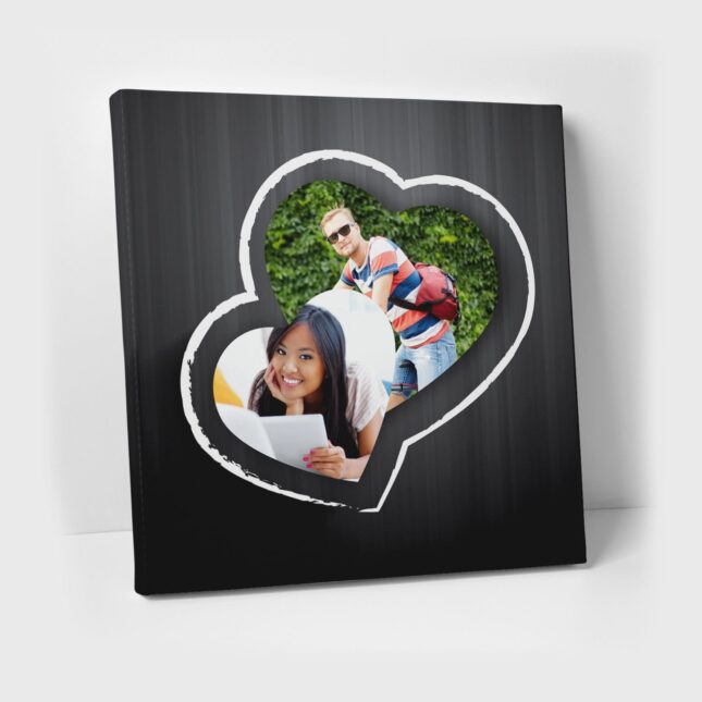 black hearts valentines day photo canvas personalized couples print personalized wedding anniversary gift gift for valentines 5d146fbd Personalized Photo Black Hearts Canvas
