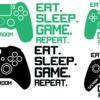 gifts for boys eat sleep game repeat controllers wall decal long design kids room wall vinyl decor wall graphics ps4 xbox 5d147249 Eat Sleep Repeat Personalized Controller Wall Decal - PS4 Room Decal and XBox Room Decal
