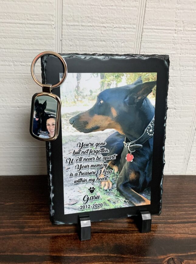 dog memorial photo slate scaled Dog Picture Slate Memorial Gift - Bereavement Slate