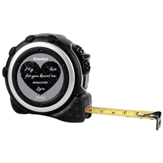 GFT059 blank 1.5inch Circle My love for you has no measure black heart square Love Beyond Measure Personalized Tape Measure