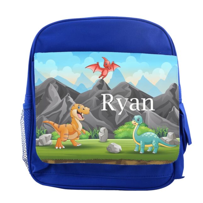 Blue personalized dinnosaur backpack Personalized Dinosaur Kids Backpack