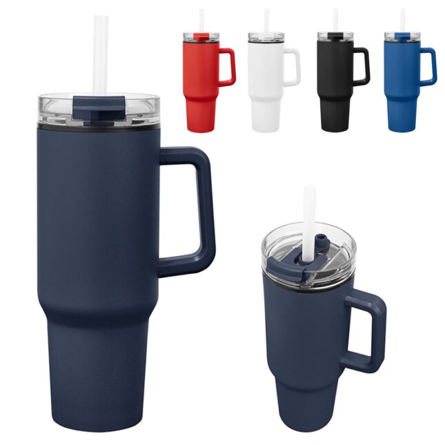 Insulated 40 oz. Tumbler with Handle and Straw