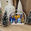 3D Wooden Layered Winter Town with Snowman and Santa’s Sleigh Christmas Table Décor