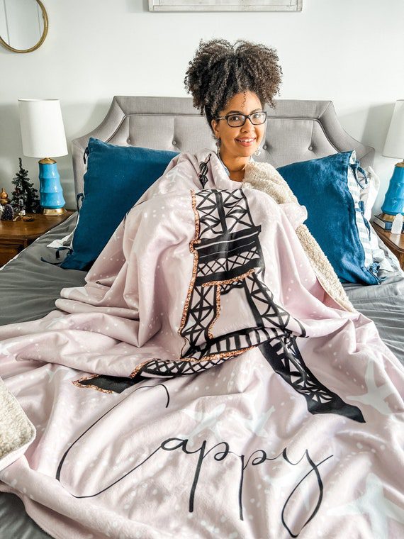 Personalized Eiffel Tower Blanket - Emily in Paris Gift for Girl