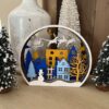 3D Wooden Layered Winter Town with Snowman and Santa’s Sleigh Christmas Table Décor