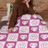 65a249561de30907302a6dd4 1 scaled Personalized Valentine's Day Blanket, Make my Heart Smile and Heart Blanket, Checkered Smiling Face Blanket, All Smiles Custom Blanket