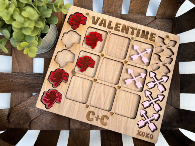 il fullxfull.5695174046 arz2 scaled Personalized Valentine Tic Tac Toe Board Game, Wooden Kids Game